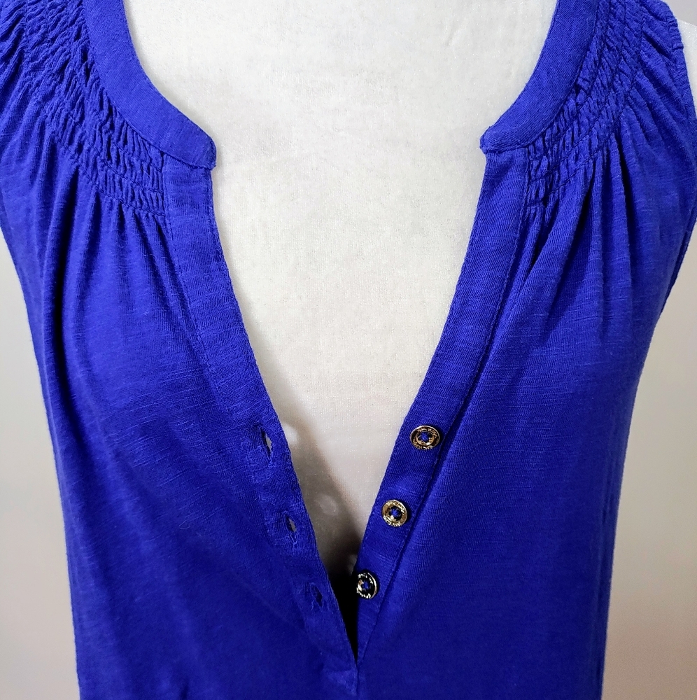 Lilly Pulitzer Esse Royal Blue Sleeveless Midi Shift Dress w/ Button Detail in M - Picture 6 of 10